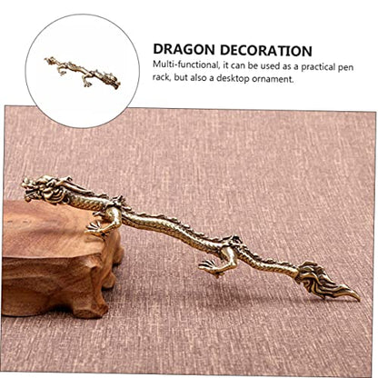 LIFKOME Dragon Pen Holder Desktop Ornament Antique Dragon Model Multi-Functional Calligraphy Brush Stand Unique Decorative Writing Rack for Home Office