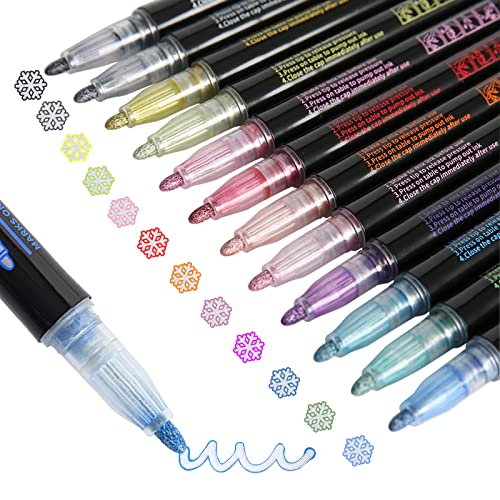 Upanic Outline Markers 12 Colors Shimmer Markers Glitter Pens Art Supplies | Teen Girls Gifts Trendy Stuff,Outline Pens for Card Making Journaling Birthday gifts - color: 12 Colors