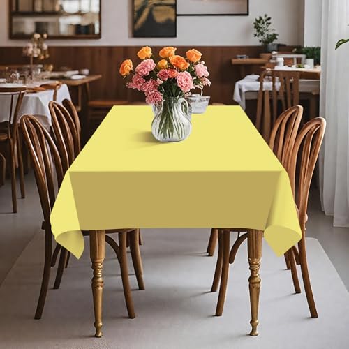 54IN X 320FT Plastic Table Cover Roll with Cutter Box, Cut to Size Plastic Table Cloths for Parties, Birthday, (Light Yellow, 54"x3840"(Rectangular)) - color: Light Yellow, size: 3840" x 54" (Rectangular)