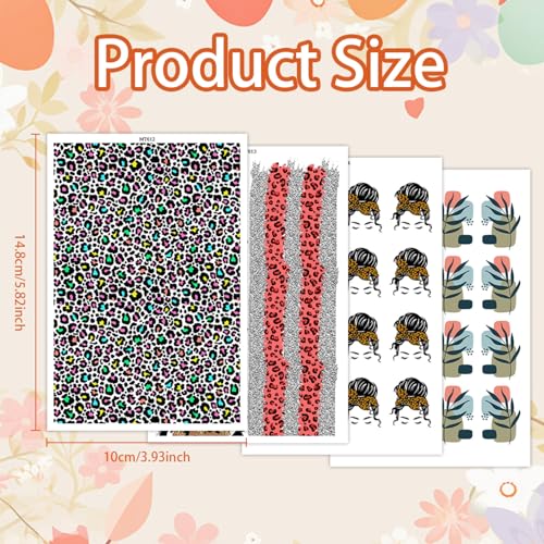20 Sheets Clay Transfer Paper for Earrings & Polymer Clay, 4 Designs Water Transfer Paper for Polymer Clay Jewelry Necklaces Pendants DIY Craft Supplies Zebra Leopard Leaf Female Hair Styling Pattern - color: 4 Designs