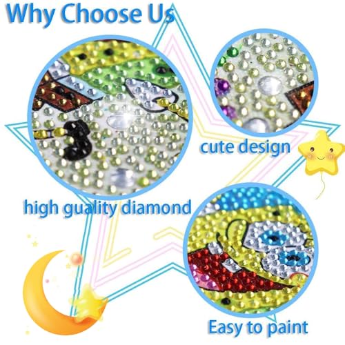 PERFECTSIGHT Cute 5D Diamond Art Kits, Kawaii DIY Painting Art for Adults Teen, 4 Pack Diamond Arts and Crafts Sets, Big Gem Full Drill Diamond Dots for Women (Animal) - style: Animal