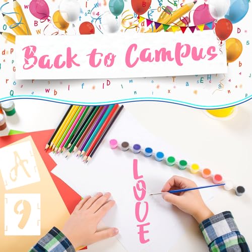 BAMIDELE 2.5 Inch Letter Stencils and Numbers, 66 Pcs Reusable Plastic Alphabet Symbol Interlocking Drawing Template Kit for Painting on Wood, Wall, Chalkboard, Fabric, Door Porch, Signage - size: 2.5 Inch