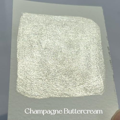 Mica Metallic Watercolor Paint Sparkly Champagne Buttercream Full Pan Handmade Palette Gift for Artists in Calligraphy, Hand lettering, Junk Journaling, Painting - color: Champagne Buttercream (Full Pan)