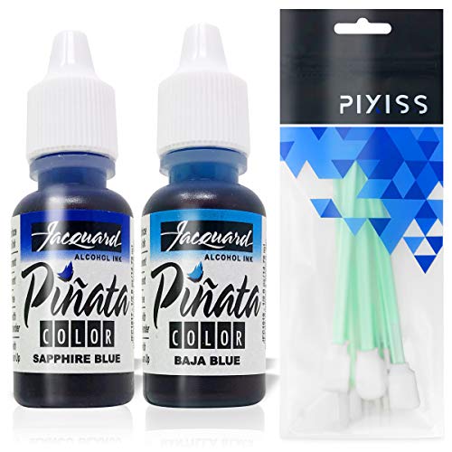 Alcohol Inks Blues Bundle, Sapphire Blue and Baja Blue and 10x Pixiss Ink Blending Tools - color: Blues