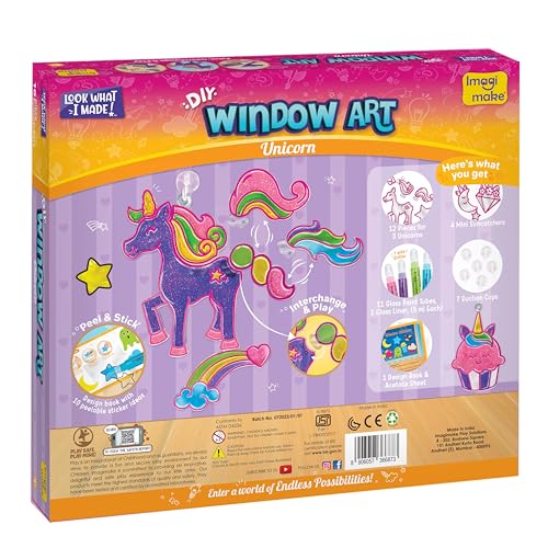 Imagimake Window Art - Unicorn, DIY Mess-Free 16 Pieces Suncatcher Kit