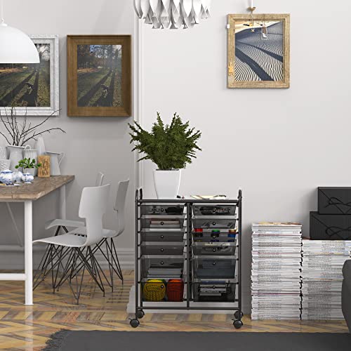 Simple Houseware 12 Drawers Rolling Utility Cart Organizer, Black - color: Black, size: 12 Drawers