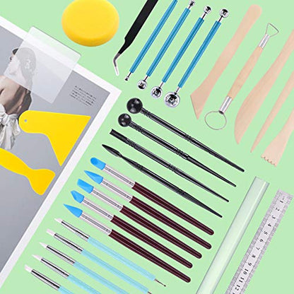Swpeet 30Pcs Silicone Clay Sculpting Tool, Modeling Dotting Tool & Pottery Craft Ball Stylus Tool,Dotting Pottery Toolsfor Pottery Modeling, Smoothing Clay, Ceramics - color: N0.10 30Pcs Modeling Clay Sculpting Tools Kit