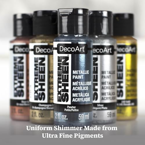 DecoArt Extreme Sheen Metallics Acrylic Paint Set – Starter Set of 9 Bottles (2 fl oz) – Premium Art and Craft Metallic Paints - color: Multi - Extreme Sheen 9 Piece