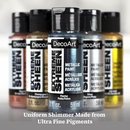 DecoArt Extreme Sheen Metallics Acrylic Paint Set – Starter Set of 9 Bottles (2 fl oz) – Premium Art and Craft Metallic Paints - color: Multi - Extreme Sheen 9 Piece