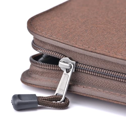 erofa 48 Slots Fountain Pen Case, Brown Water Resistant Canvas Pen Holder Display Pouch Storage Large Capacity Bag - color: Brown-Canvas