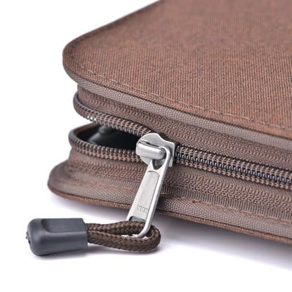 erofa 48 Slots Fountain Pen Case, Brown Water Resistant Canvas Pen Holder Display Pouch Storage Large Capacity Bag - color: Brown-Canvas