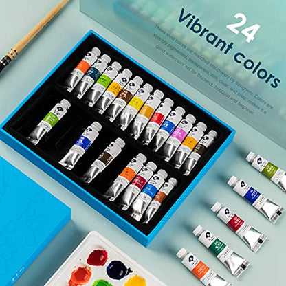 Paul Rubens Watercolor Paint, 24 Vibrant Colors Highly Pigmented, 5ml Tube | Rich-Pigmented Colors, Rewettable Fade Resistant Pigments, Non-Toxic Art Supplies for Artists, Beginners, Students