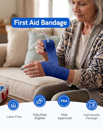 FriCARE Self Adhesive Bandage Wrap, Medical Tape in First Aid Kit | Elastic Cohesive Bandages for Sports/Vet/Wrist Ankle Wounds, 2 Inches X 5 Yards, Latex-free 6 Rolls, Neon Surge - color: Neon Surge