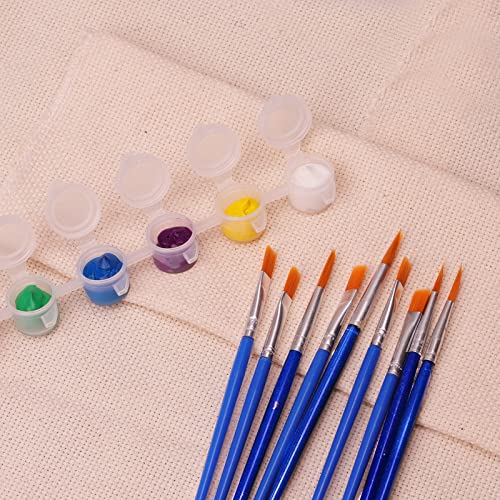 20 Strips 120 Pots Empty Paint Strips Mini Paint Cup Pots Storage Containers with Lids 20 Pieces (10 Miniature Detail+10 Flat Paint Brushes) for Kids Classrooms Schools Paintings Art Festivals - color: 20 Strips+10 Flat+10miniature Brush
