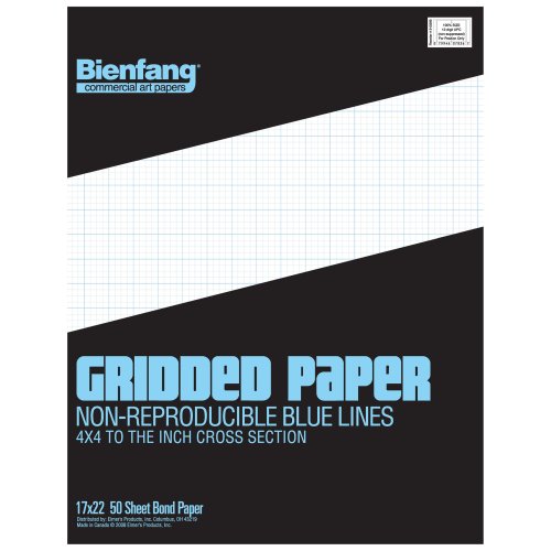 Bienfang Designer Grid Paper Pad, 4x4 Cross Section, 17 x 22 inches, 50 Sheets - color: 4x4 Cross Section, size: 17 x 22