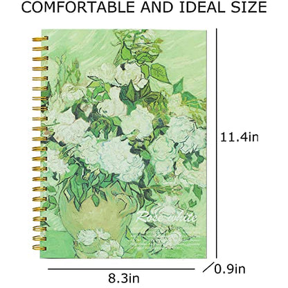 Van Gogh Mixed Media A4 Sketch Book, Spiral Bound Sketch Pad, 1 Pack 60Sheets (98lb/160gsm), Acid Free Art Sketchbook Sketching Drawing Painting Thick Paper for Kids Adults Beginners Artists - color: Roses A4