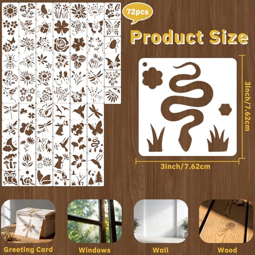72 Pcs Butterfly Flower Stencils for Painting Set, Reusable Botanical Leaf Dragonfly Plants Painting Templates - Stencil Crafts Drawing Templates for DIY Scrapbook, Home Wall Murals, Canvas Wood Signs - style: Butterfly Plants
