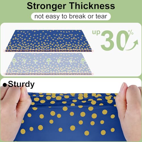 3 Packs Dot Disposable Table Cloth, 54 x 108 Inch Waterproof Plastic Tablecloth, Rectangle Gold Dots in Navy Table Covers for Picnic, Birthday, Party and Back to School - color: Gold in Navy, size: 54" x 108"