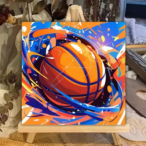 XTCIXAL Paint by Numbers Kit for Kids, Basketball, 8X8 inch - color: 02-Basketball