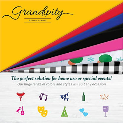 Grandipity Plastic Table Cloth Disposable 12 Pack 54” x 108” Rectangle | Hot Pink Plastic table covers, durable disposable tablecloths, fade and tear-resistent table cover for party, event - color: Hot Pink, size: 54in. x 108in. Rectangle