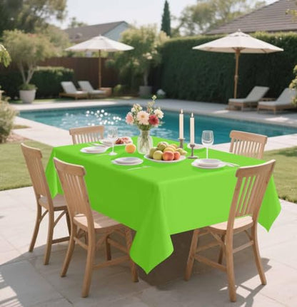 HEIPINIUYE 2 Pack Lime Green Tablecloth Disposable 54 x 108 Inch Green Plastic Table Cloth Disposable Waterproof Rectangle Table Cover for Party Birthday Camping Picnic Tablecloths - color: Lime Green Rectangle Tablecloth, size: 2 Pack