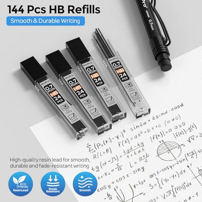 Nicpro 0.7 mm Mechanical Pencil Set with Case, 3PCS Mechanical Pencils 0.7 | HD1000 Led Pencils 0.7mm + 6 Tube HB Lead Refill, Eraser, Weatherproof Barrel for Outdoor Writing Drafting Drawing Sketching - style: 0.7mm(3 Pcs)