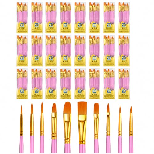Acrylic Paint Brushes Set, 240Pcs Round Pointed Tip Artist Paintbrushes for Acrylic Painting Oil Watercolor Canvas Boards Rock Body Face Nail Art, Halloween Pumpkin Ceramic Crafts Supplies，Pink - color: Pink, size: 24 Pack