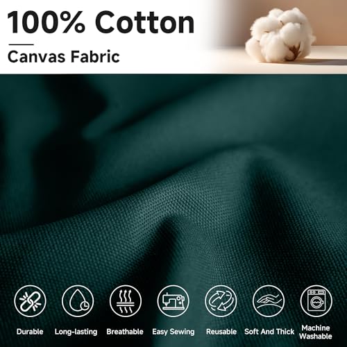 Simple&opulence Canvas Fabric by the Yard, 59'' Wide, Premium Natural Cotton Duck Canvas Fabric for Crafts, Upholstery, Home Decor, Sewing DIY Cloth (Dark Green, 1 Yard) - color: Dark Green, size: 1 Yard (36"x59")