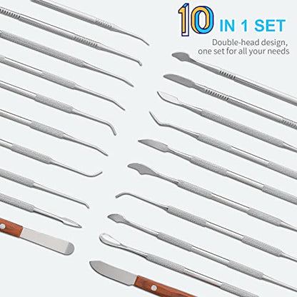 10PCS Stainless Steel Dental Wax Carving Tools Wax Carver Carving Set Surgical Dental Sculpture Knife Instrument Kit with Case