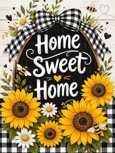 Diamond Painting Kit for Adults,5D Full Drill Sweet Home Theme Diamond Art | DIY Sunflower Farmhouse Paint by Diamonds Dot Gem Art for beginners,Home Wall Decor 12x16Inch - color: KM1194-1