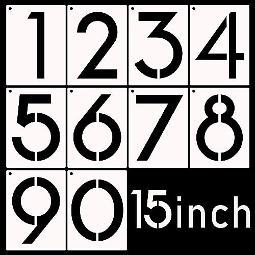 DXCYZ 15 Inch Large Number Stencils Kit 0-9 Address Number Stencil, 10PCS Reusable Plastic Painting Number Templates for Mailbox Signs, Door, Cars, Trucks, Home, Window (15 Inch) - size: 15 Inch