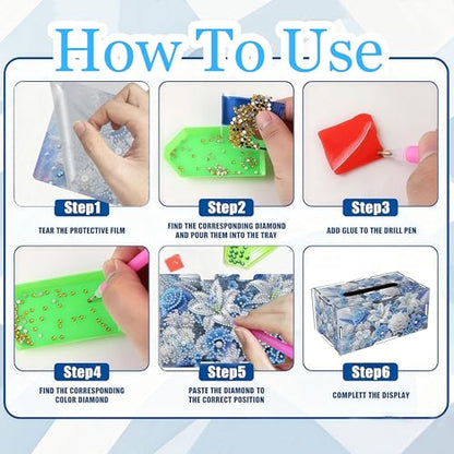 LSQFS Diamond Art Tissue Box,Flower DIY Diamond Painting Tissue Box Cover - color: Flowers3