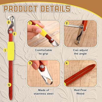 Lanties Pottery Carving Tools Set Include 5 Stainless Steel Blades & Red Pear Wood Handle, Sculpture Scraper Craft Modelling Tools for Clay, Ceramic Sculpting, Graffito, Relief Art(U-tip) - style: U-tip