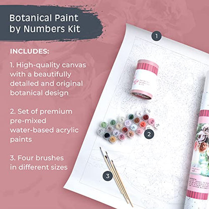 Pink Picasso Paint by Number Kit, for Adults & Teens,16x20, Mail Me Roses | Botanical Floral Collection, Acrylic Paints and Brushes included, Pre-printed high quality canvas, DIY art kit, Gift-ready - color: Mail Me Roses