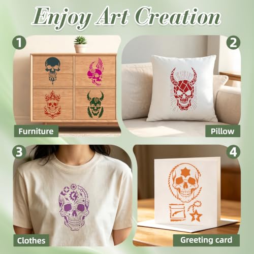 Skull Pirate Stencils for Crafts Reusable 24Pcs Stencils(11X7 Inch) - color: Skull 2