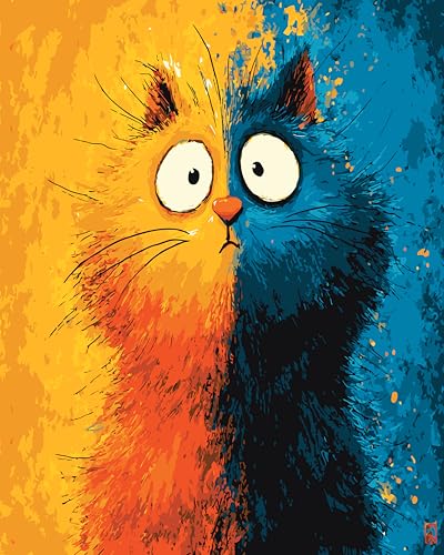 PSENIW Paint by Numbers Kit for Adults Beginners,Abstract Cat 16x20 inches | Animal Digital Painting For Home Wall Decoration And Gifts,Abstract Cat Frameless Beginner DIY Acrylic Watercolor - color: brown