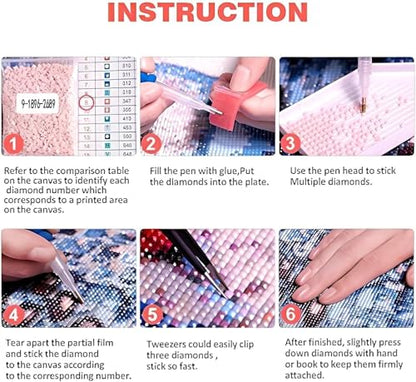 LILEIDECO 2-Pack Diamond Painting Kit, Retro Female and Men Painting Art Beginner DIY Round 5D Paint Tape Diamond Picture Gem Full Drill Diamond Dot Crystal Kit Home Wall Decoration Gift 16x12inch - color: BL33-1-2