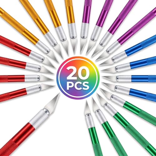 20 Pack Exacto Knife, Aluminum, Precision Knives, 5 Colors