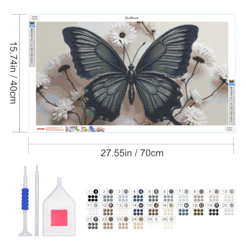 HeeBenor 5D Butterfly Large Diamond Painting Kits for Adults, 27.5" X15.7" - color: Butterfly 058