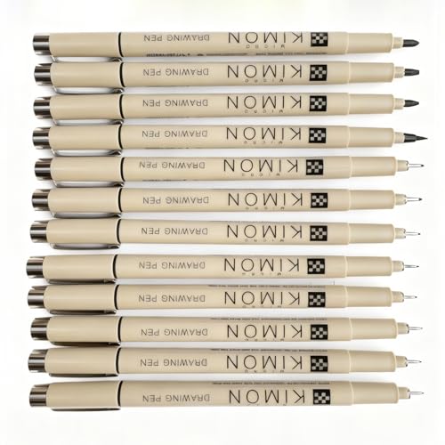 Micro Fineliner Drawing Pen,12 Black Fine Line Waterproof Ink Set