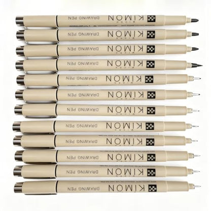 Micro Fineliner Drawing Pen,12 Black Fine Line Waterproof Ink Set