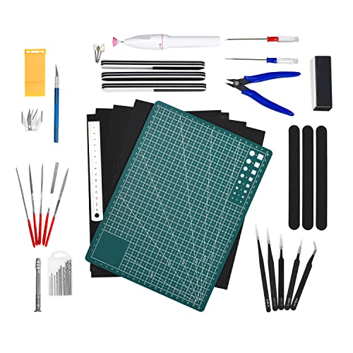 Mandala Crafts 33 Model Building Hobby Tools Kit for 3D Plastic Miniatures | Professional Clippers, Tweezers, Drills, Grinder & Knife for Mecha, Scale Kits, Aircraft, Tanks, Ships, Cars, Metal & Resin - style: Premium 33 PCs