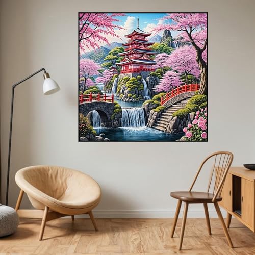 HHMATITS Cherry Blossom Diamond Art Kits for Adults 14X14IN - color: Cherry Blossom