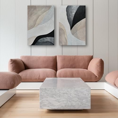 Art Hand-Painted Modern Abstract Oil Painting Textured Canvas Mural Home Wall Art Deco 36x24 inches x2 - color: Yi046