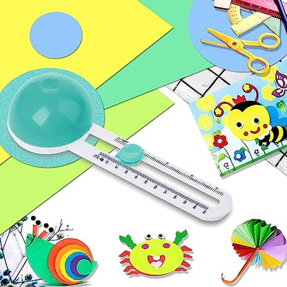 Circle Cutter, Craft Circle Cutters for Crafts, Cut Diameter 4'' to 12.5'' | Paper Circle Cutter with 3 Blades, Circular Paper Cutters, Adjustable Circles Cutter Tool for Papers, Compass Cutting Tool - color: Green