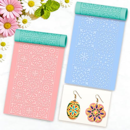 beinkmake 5Pcs Mandala Pattern Polymer Clay Texture Rollers, Plastic Clay Tools with Storage Case for DIY Jewelry Making, Scrapbooking, Pottery Crafting - color: Mandala Pattern