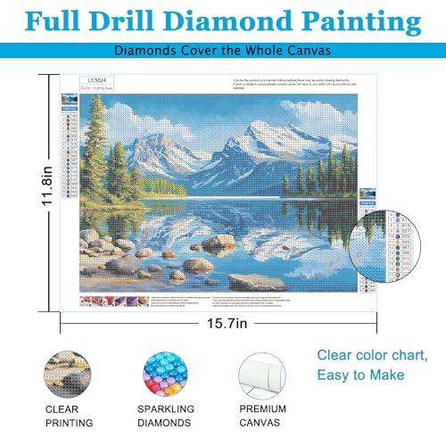 LELEMON Diamond Art Kits for Adults,Diamond Painting Kits for Adults | Glacier National Park 5d Diamond Painting Kit with Diamond Art Accessories for Home Wall Decor 12 x 16inch - color: Glacier National Park