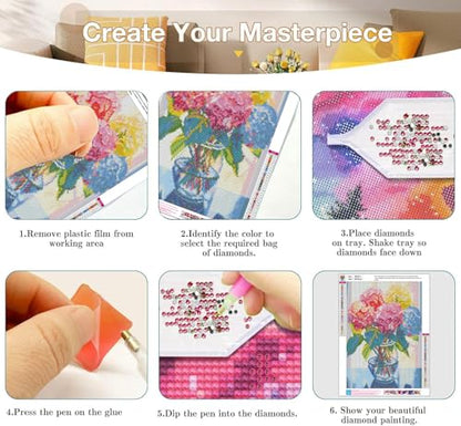 Axquilon 3 Pack Flowers Diamond Art Kits for Adults 12x16inch | Diamond Painting Kits for Adults, 5D Round Full Drill Vase Gem Art Paint by Diamonds Pictures DIY Crafts Kits - color: 3 Pack Vase
