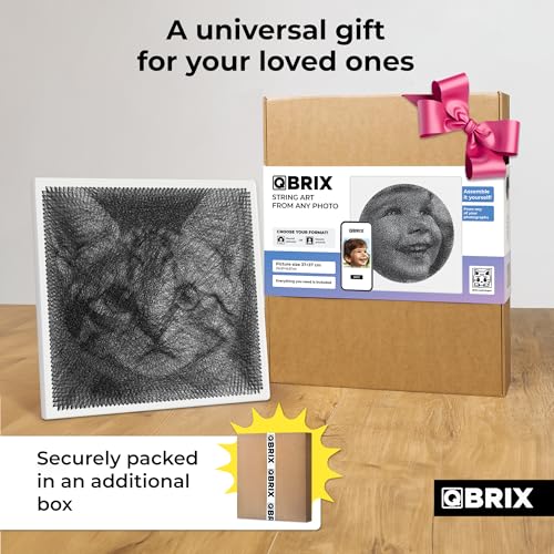 QBRIX Custom String Art Kit | DIY Craft Kit for Adults for Handmade Home Décor Creation | All-in-One Photo String Art Maker | Round or Square Portrait