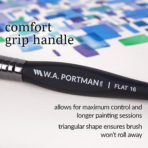 WA Portman Flat Paint Brushes 4pc Set, Brushes for Acrylic & Oil Painting - color: Flat